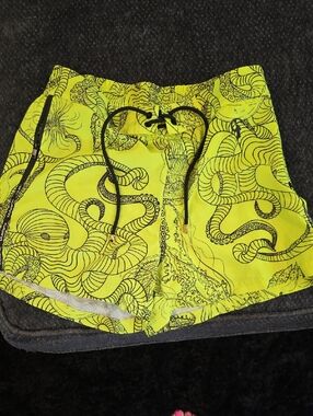 Tucann Neon Yellow Octopus Print Swim Shorts